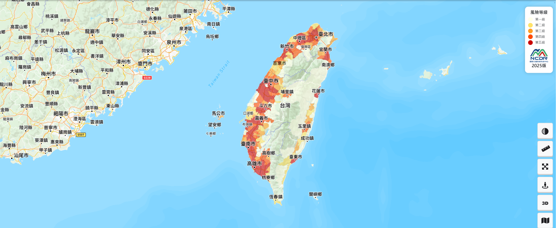 淹水 2°C Risk 鄉鎮市區測試風險圖
